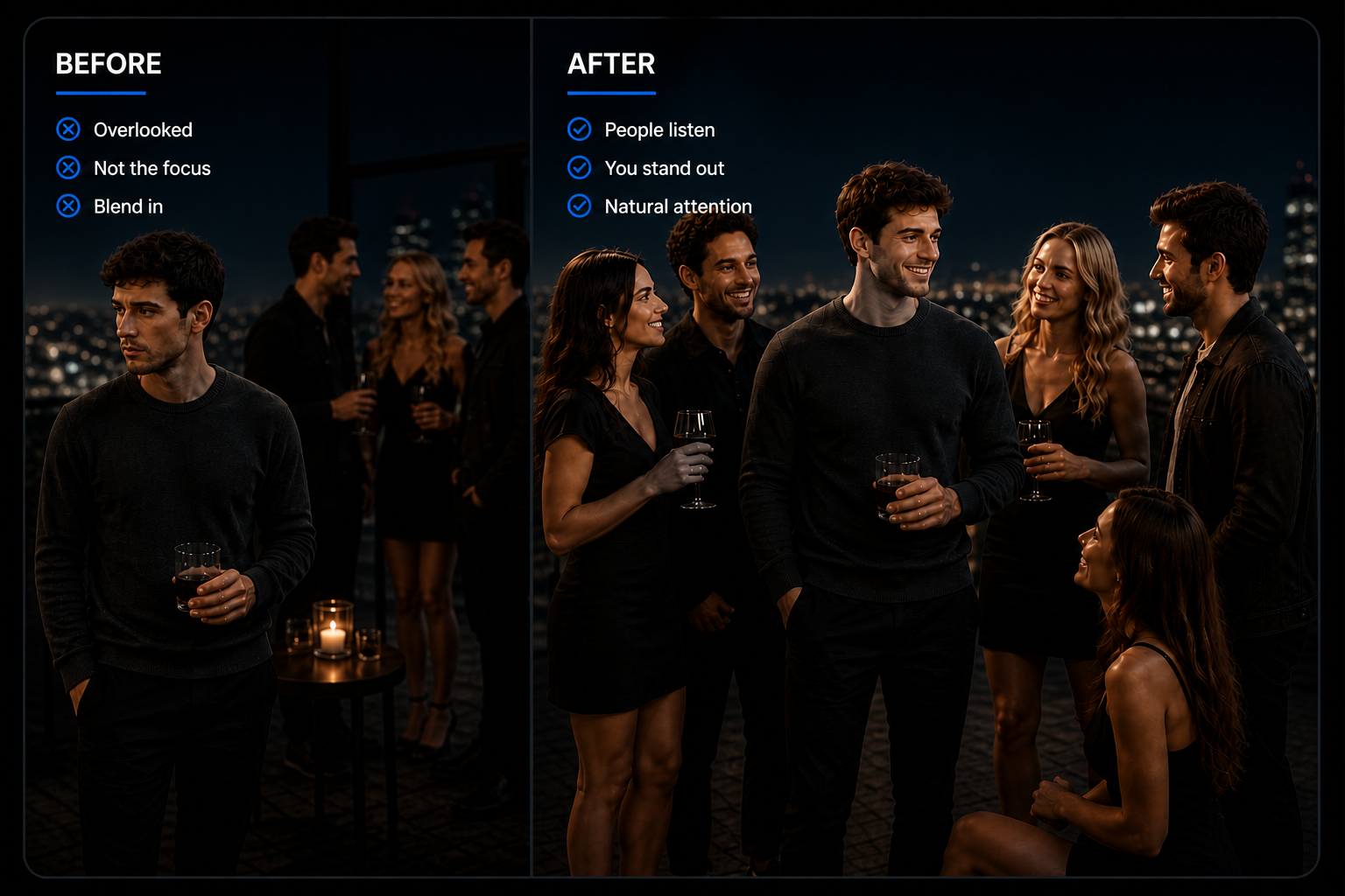 Before vs after social attention